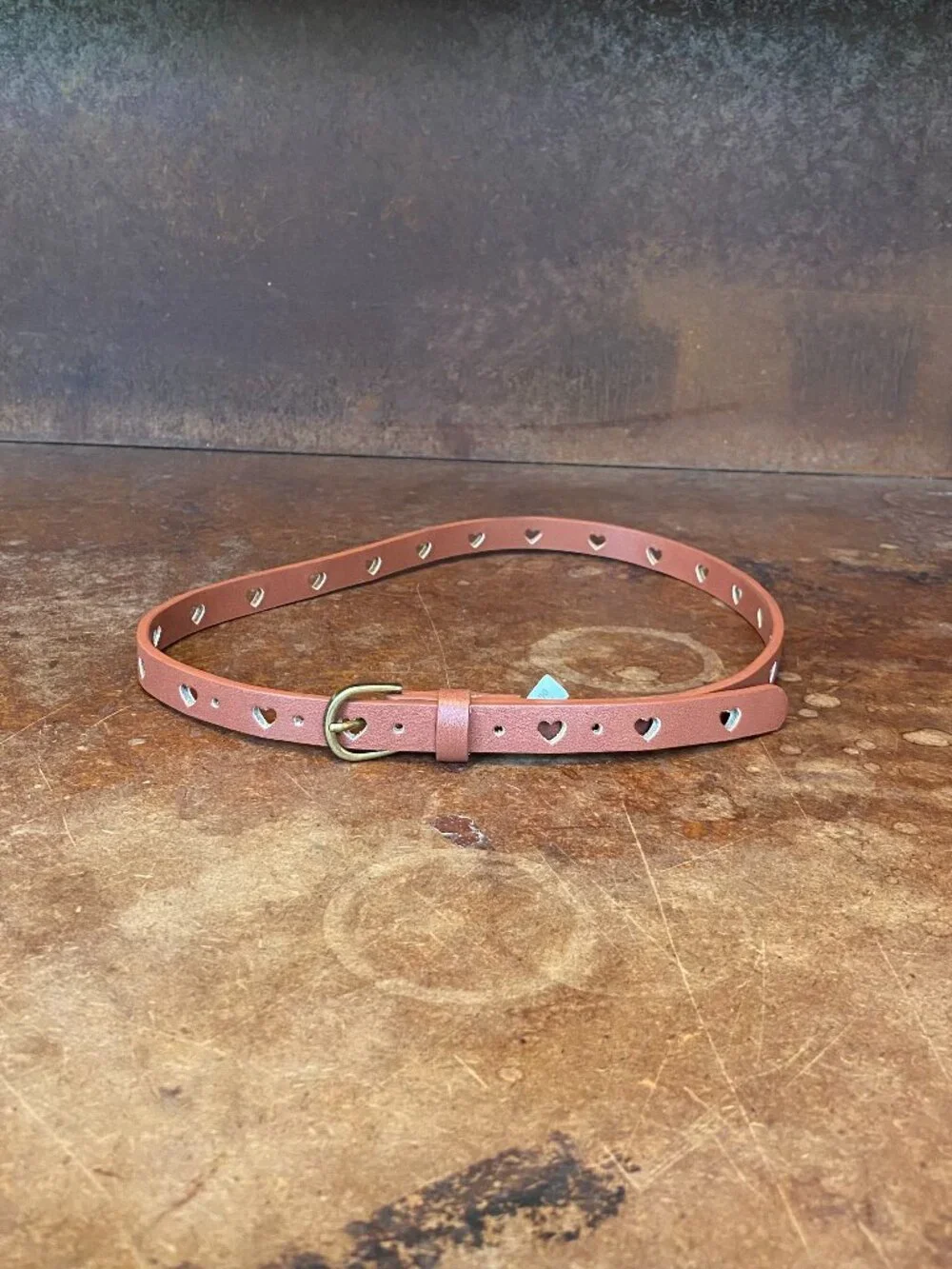 2022 Gap Cozy Brown Heart Thin Skinny Belt Medium